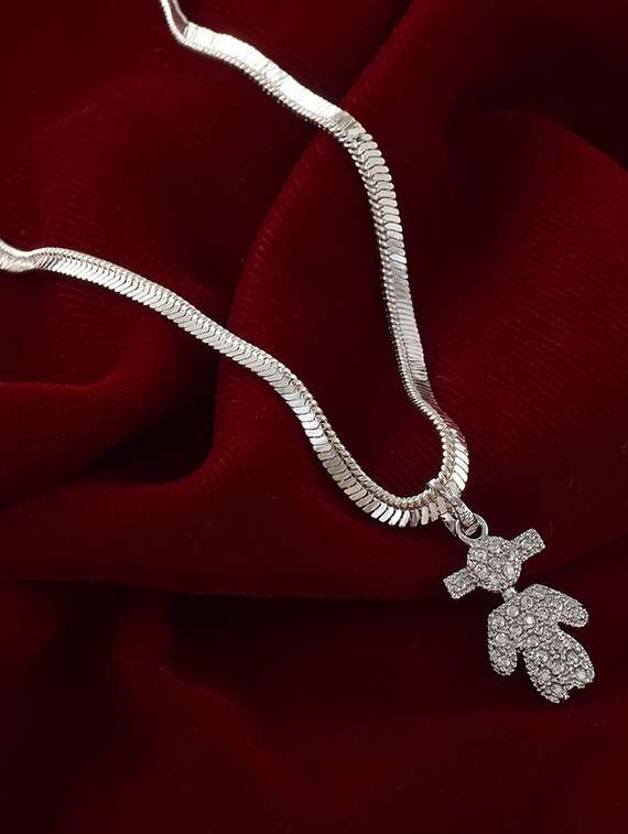 cute doll stone studded pendant