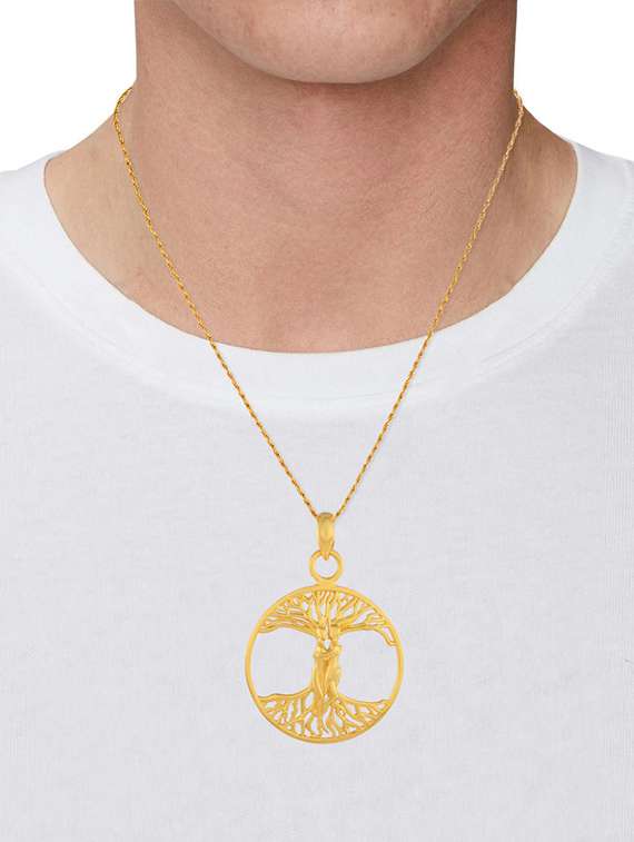 solid yellow gold tree of life kissing couple round pendant - 19947143 -  Standard Image - 2