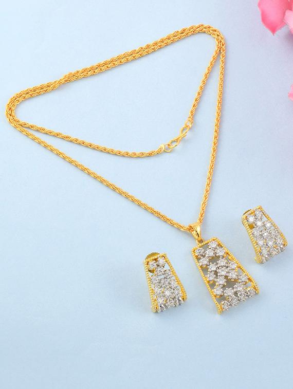 stone studded pendent set - 19947150 -  Zoom Image - 0