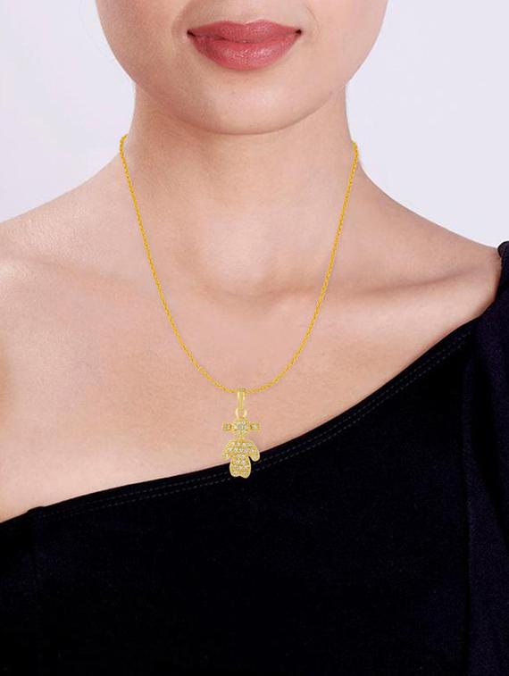 solid gold yellow stone studded doll pendant - 19947153 - Standard Image - 2