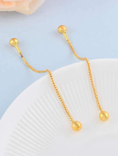 yellow gold plated brass drop earring - 19947158 - Standard Image - 0
