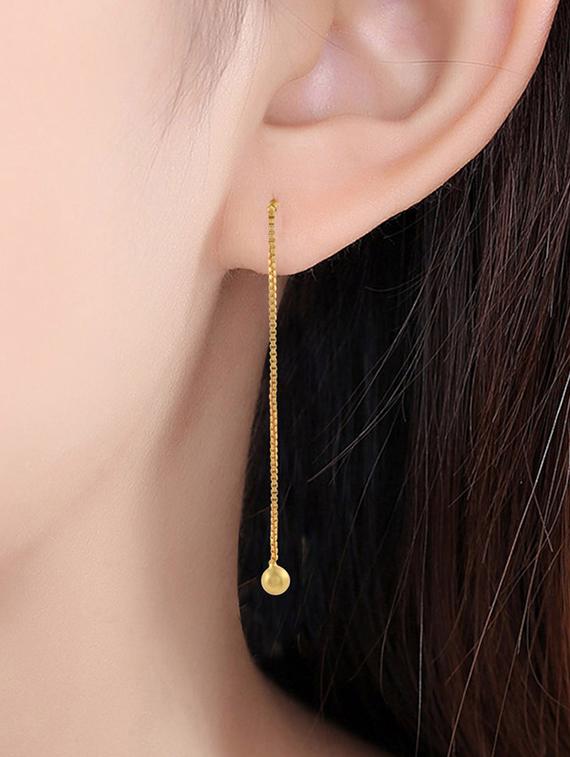 yellow gold plated brass drop earring - 19947158 - Standard Image - 2