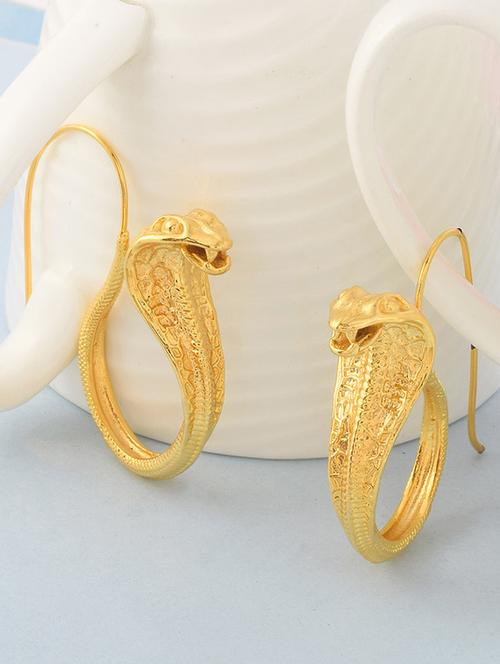 yellow brass hoop snake earring - 19947163 - Standard Image - 0