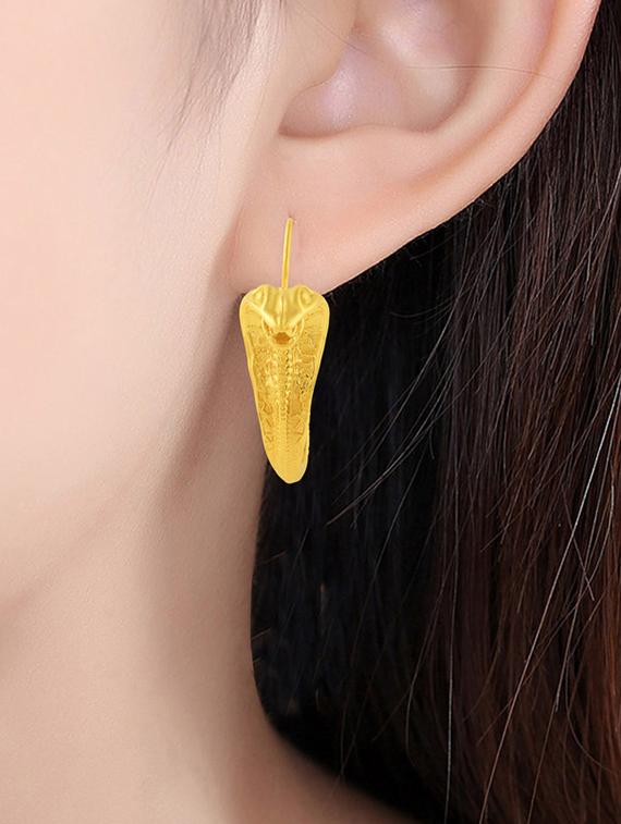 yellow brass hoop snake earring - 19947163 - Standard Image - 2