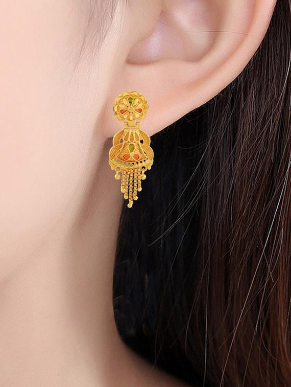 yellow goldplated brass balli earring - 19947168 - Standard Image - 2