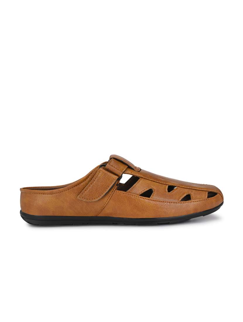 tan cut work synthetic sandal - 19947204 -  Standard Image - 2