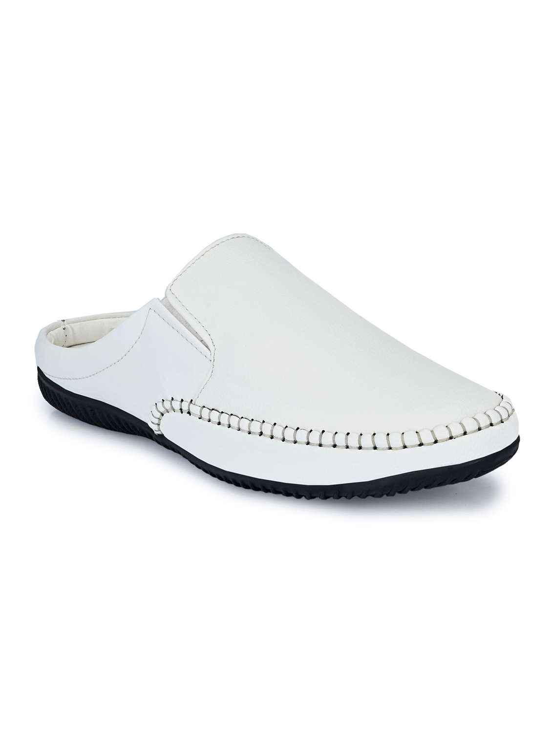 men solid white mules