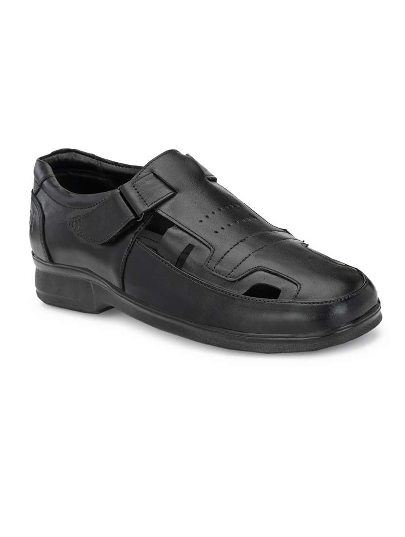 black leather cut work slip on shoe
