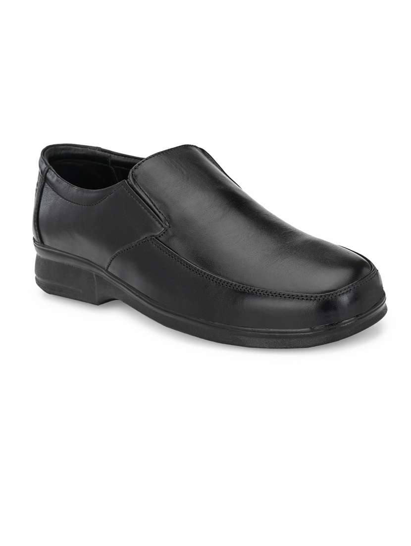 black leather slip on shoe