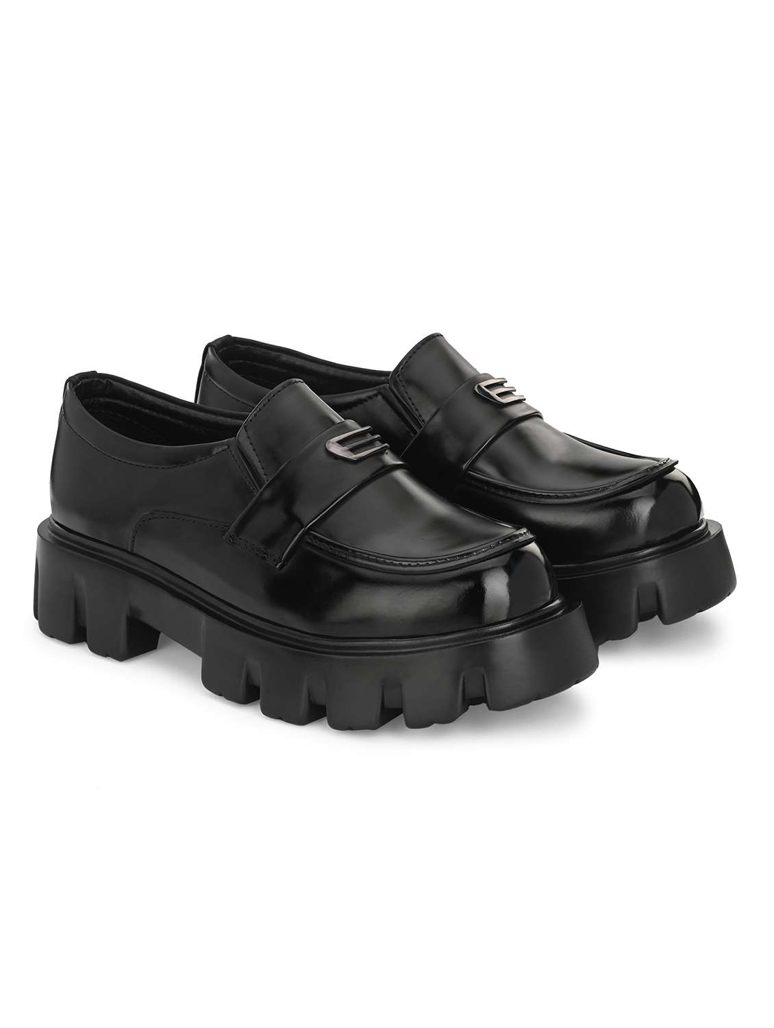 black solid slip on