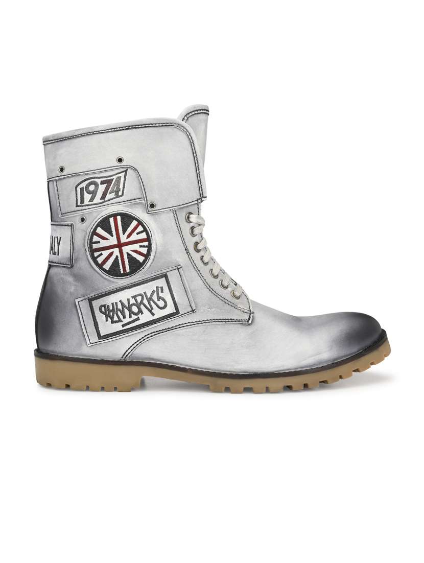 white synthetic high tops boots - 19947308 -  Standard Image - 2