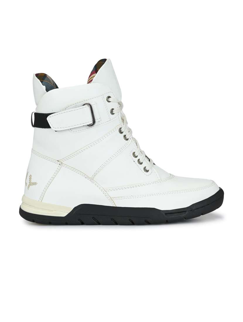 white synthetic high tops boots - 19947312 -  Standard Image - 2