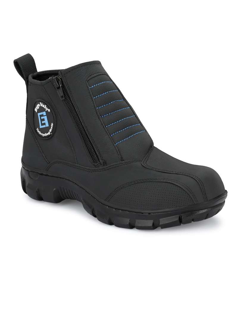 black leather slip on boots