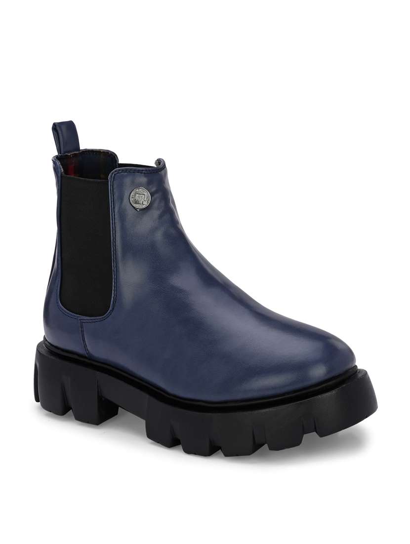 blue synthetic slip on boots - 19947351 -  Standard Image - 2