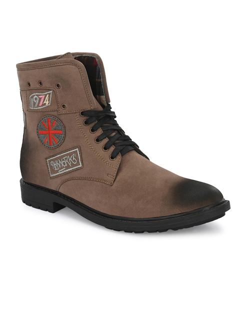 brown synthetic high tops boots - 19947367 - Standard Image - 0