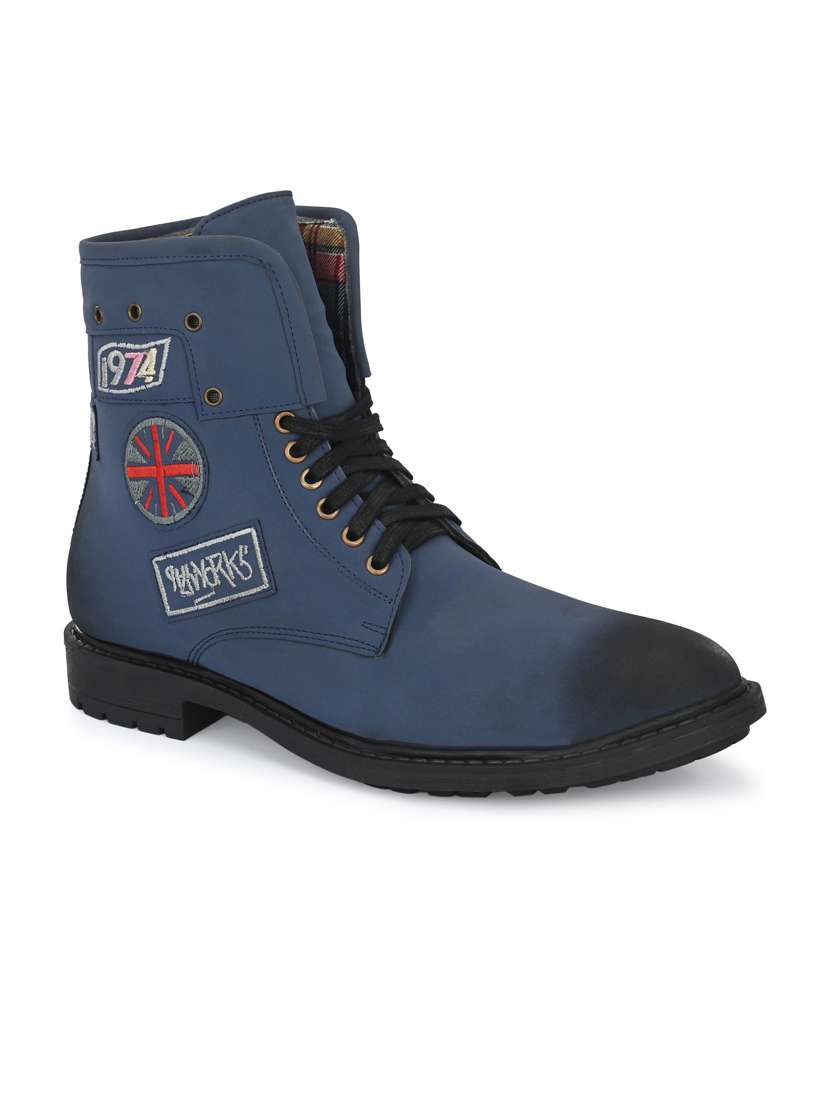 navy synthetic high tops boots