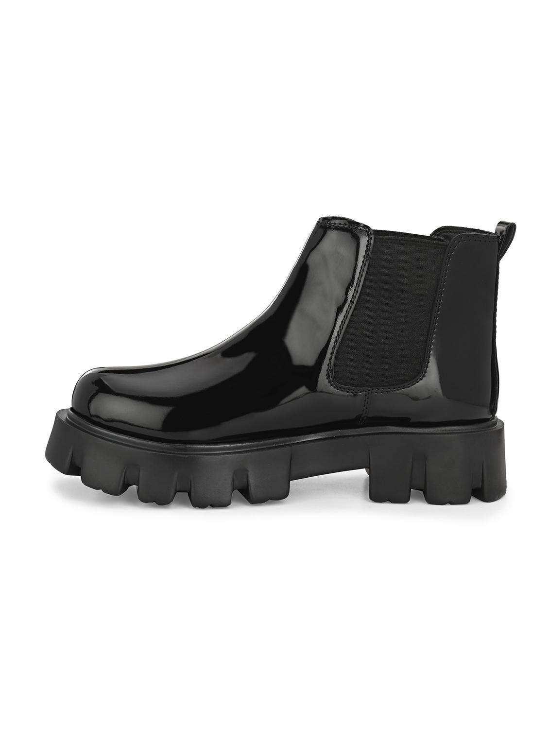 black synthetic slip on boot - 19947390 - Standard Image - 2