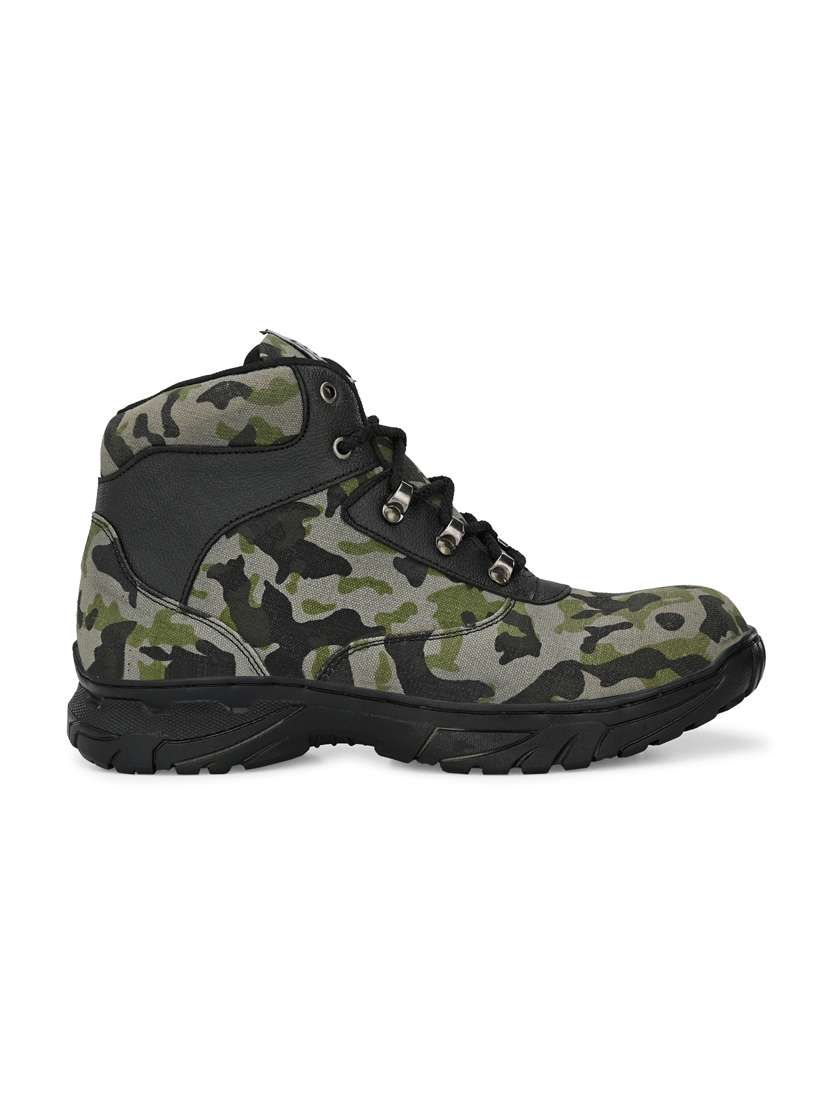 green camouflage print lace up high ankle boot - 19947397 -  Standard Image - 2