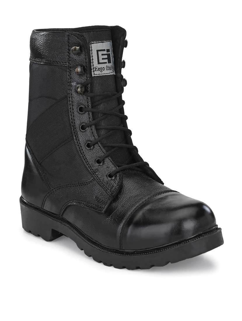 black lace up high ankle boot