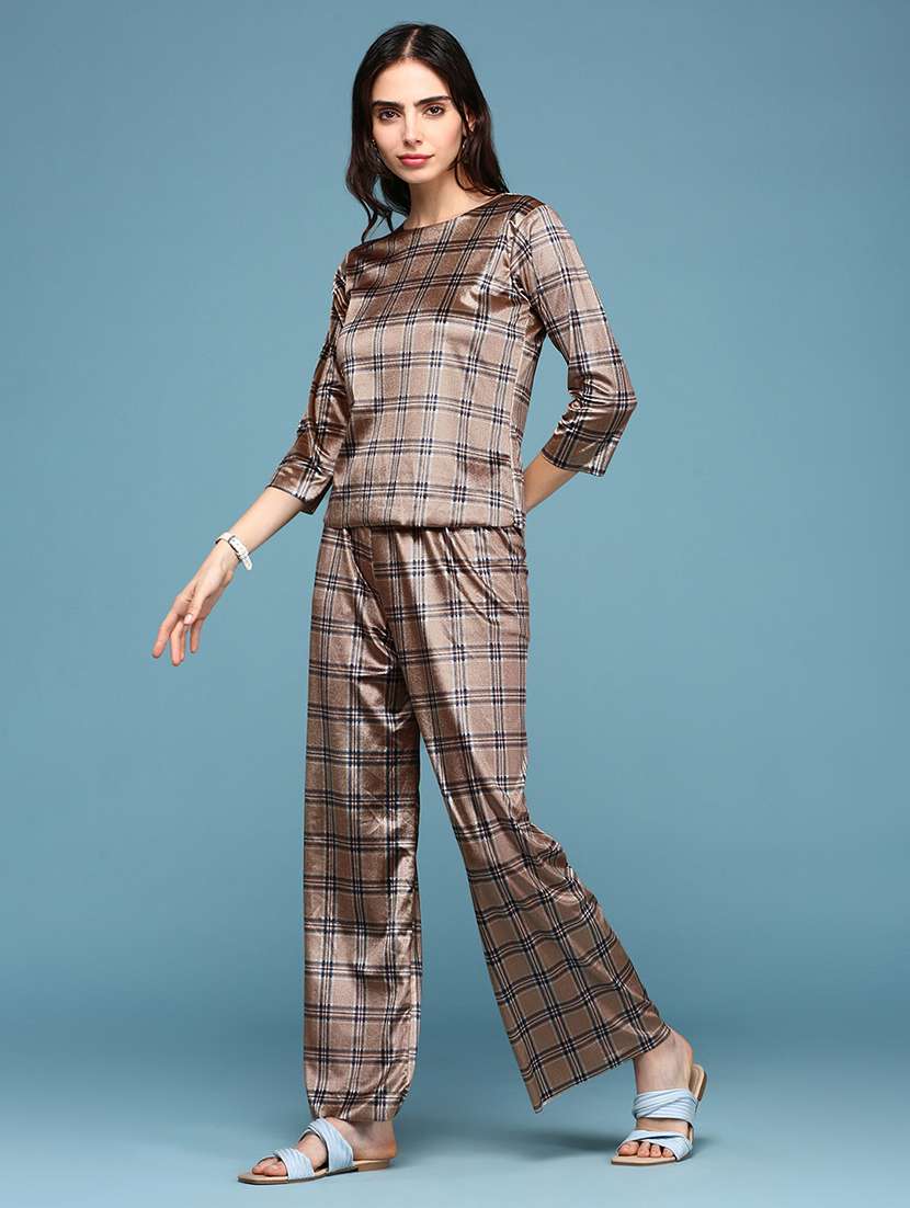 women checks print top and palazzo co-ords set - 19947678 - Standard Image - 2