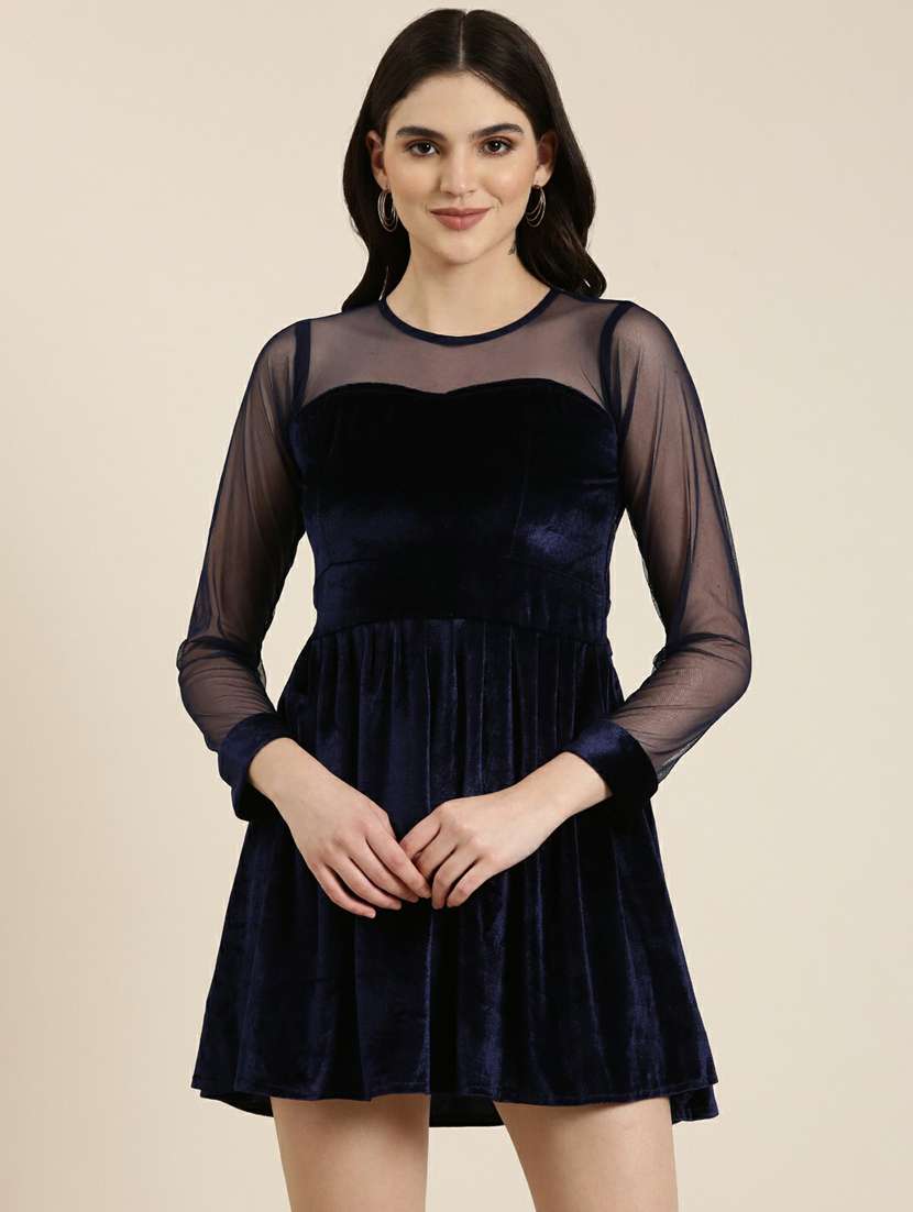 women's fit & flare solid dress