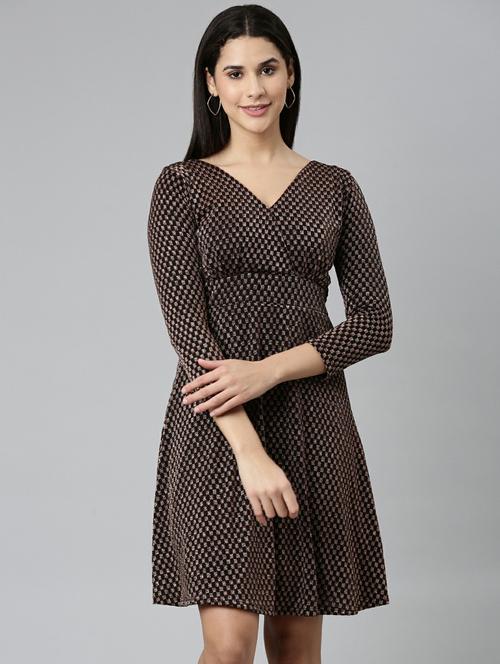 women's fit & flare geometric dress - 19947715 -  Standard Image - 0