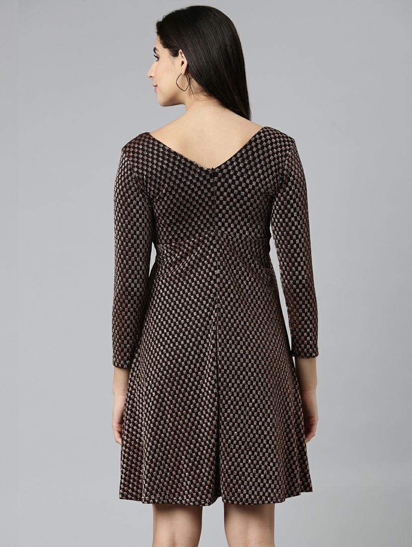 women's fit & flare geometric dress - 19947715 - Standard Image - 2