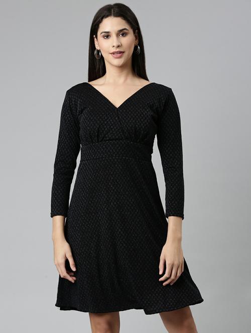 women's fit & flare self design dress - 19947716 - Standard Image - 0