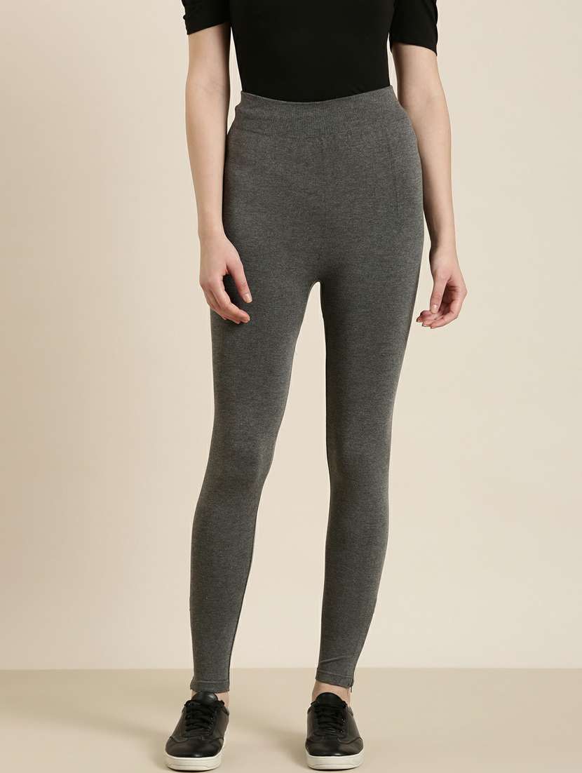 grey solid ankle length jegging