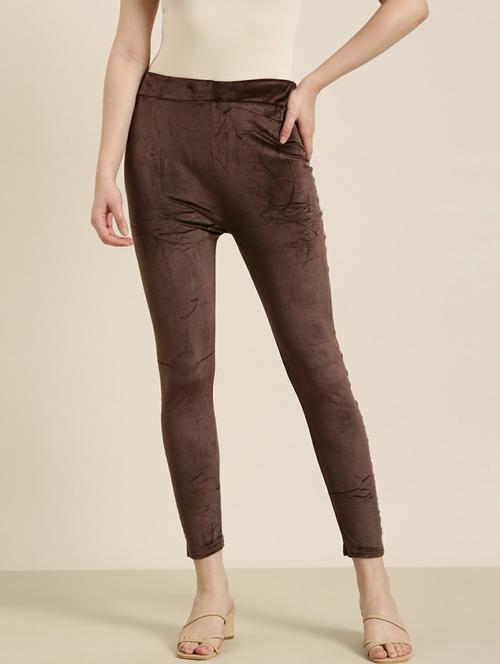 brown solid ankle length jegging - 19947860 - Standard Image - 0