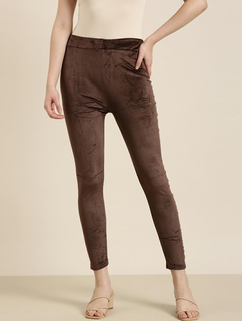 brown solid ankle length jegging - 19947860 - Zoom Image - 0