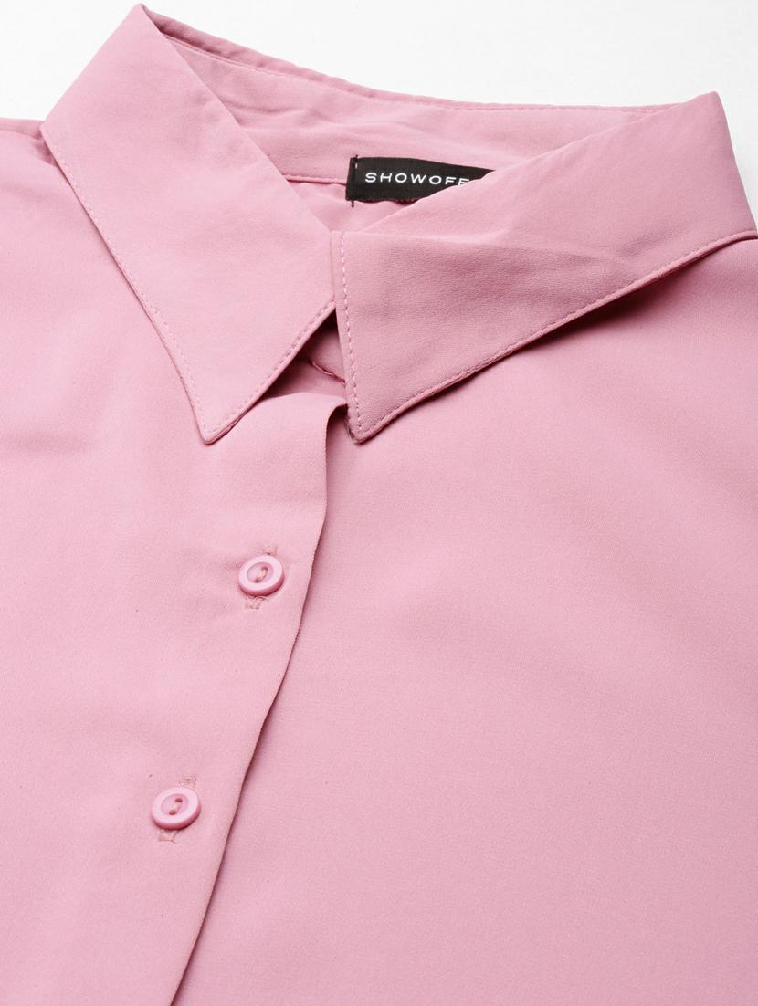pink solid long sleeves regular shirt - 19947867 - Standard Image - 7
