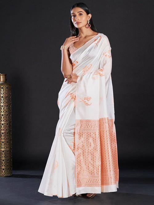 women's self design white colored saree with blouse - 19947916 - Standard Image - 0
