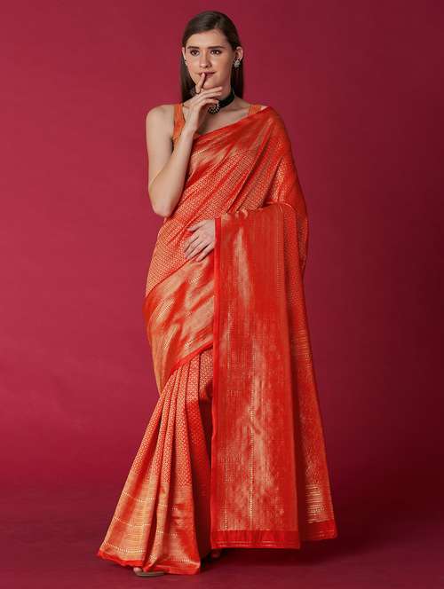 women's self design red colored saree with blouse - 19947923 - Standard Image - 0