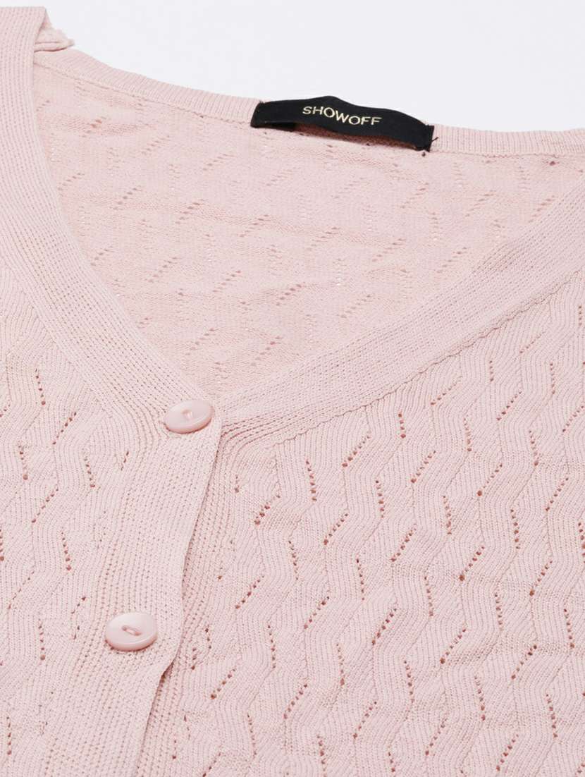 pink self design cardigan - 19948278 -  Standard Image - 7