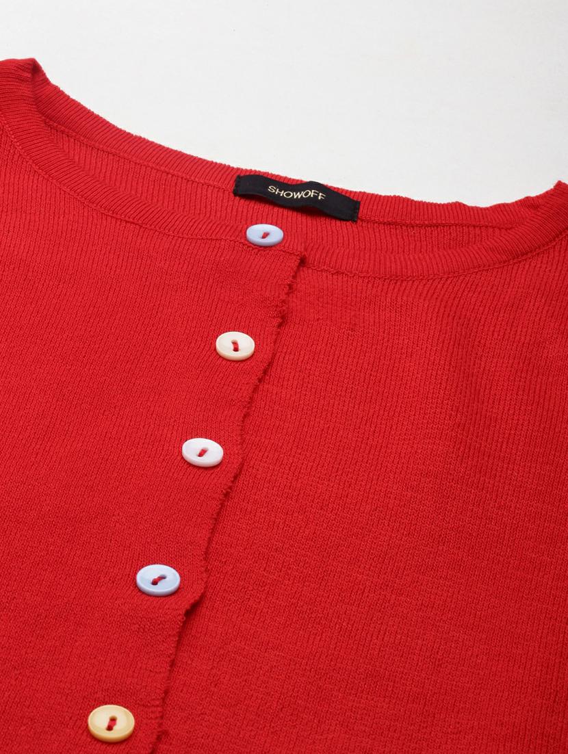 red solid cardigan - 19948279 - Standard Image - 7