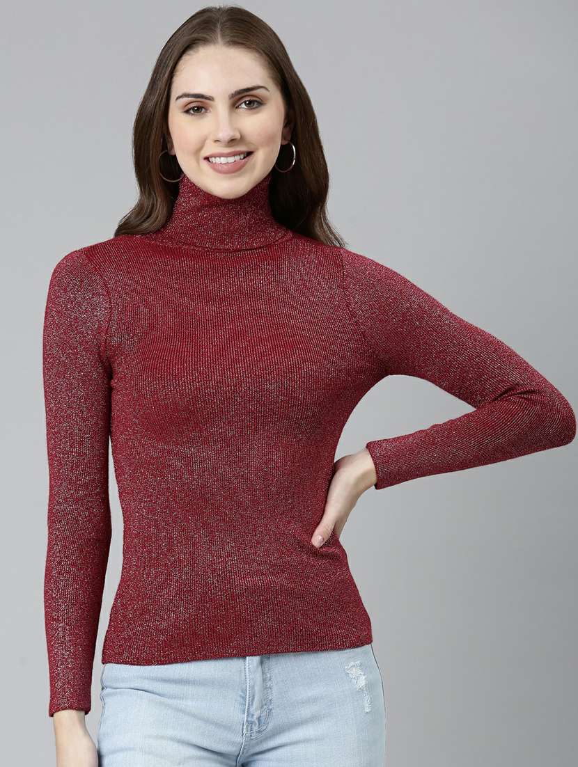 women's straight high neck top