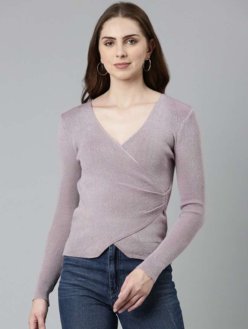 purple acrylic wrap top
