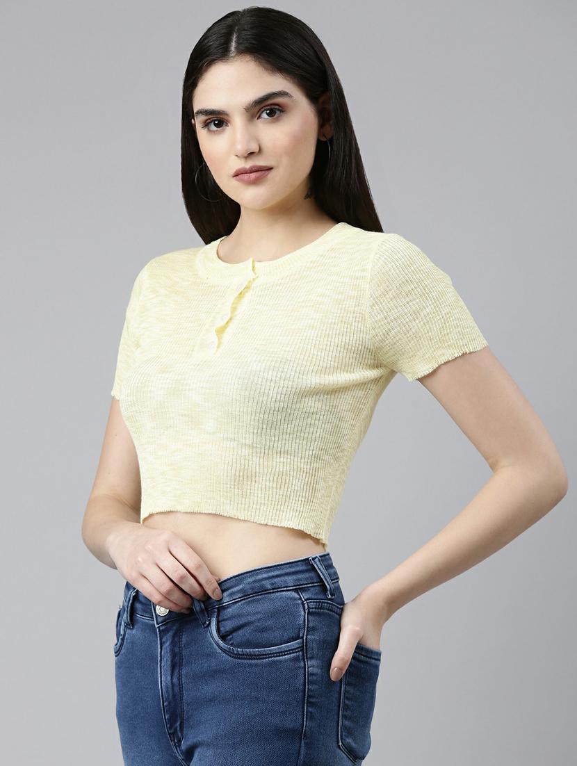 women's crop round neck top - 19948515 - Standard Image - 2