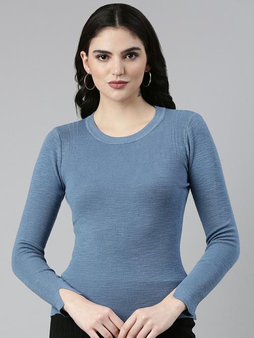 round neck solid regular top - 19948543 -  Standard Image - 0