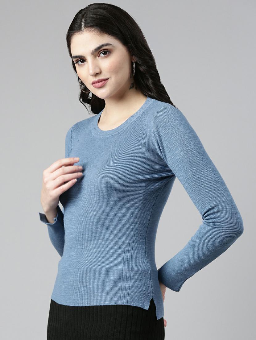 round neck solid regular top - 19948543 - Standard Image - 2