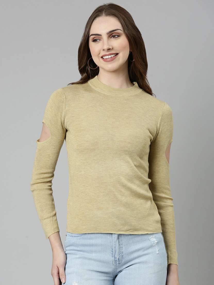 women's straight mock neck top