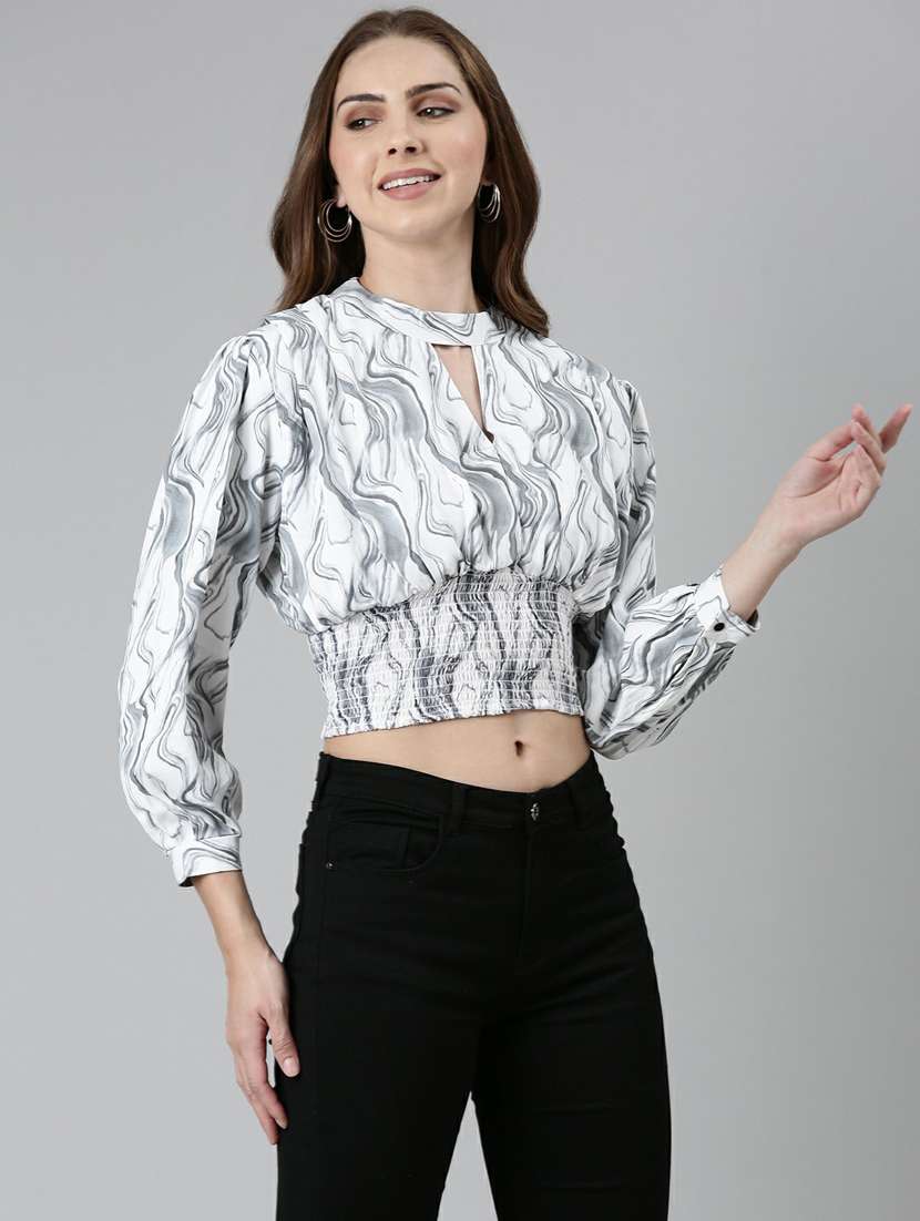 women's crop key hole neck top - 19948573 -  Standard Image - 2