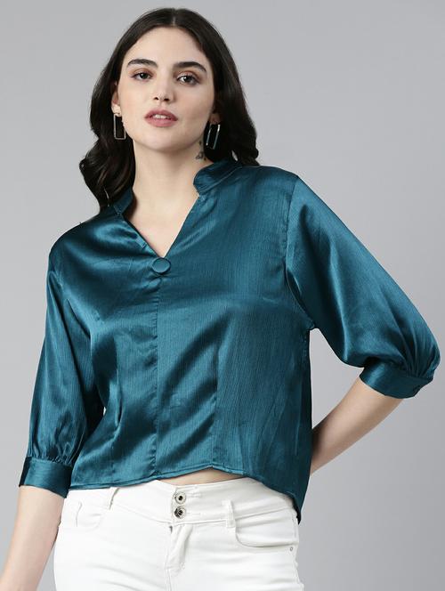 blue satin regular top - 19948588 -  Standard Image - 0