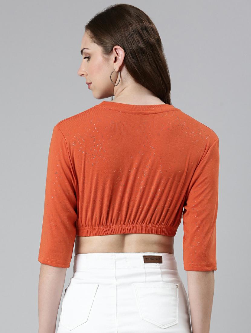 women's crop round neck top - 19948599 - Standard Image - 2