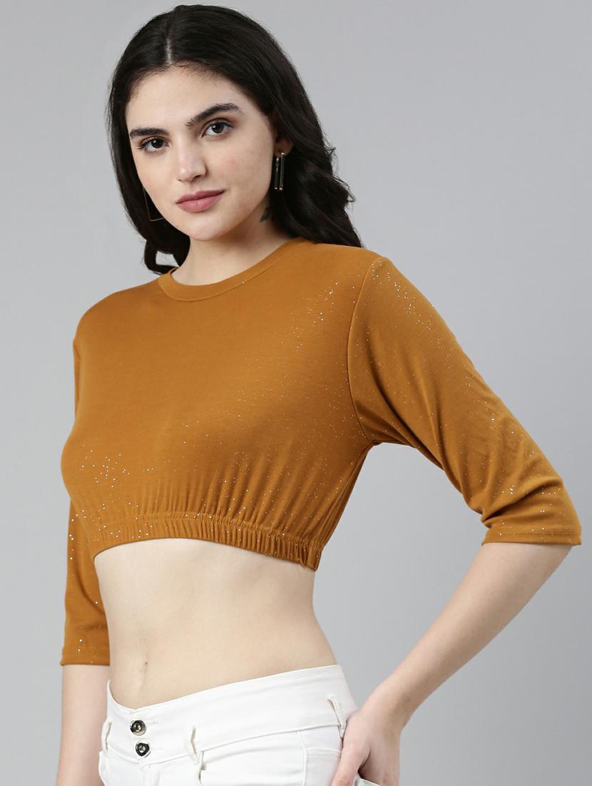 women's crop round neck top - 19948600 - Standard Image - 2