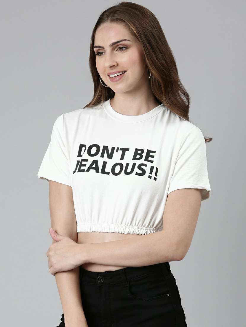 women's crop round neck top - 19948605 -  Standard Image - 2