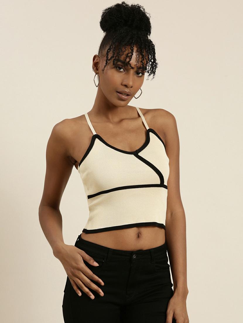 beige acrylic camisole top - 19948636 - Standard Image - 2