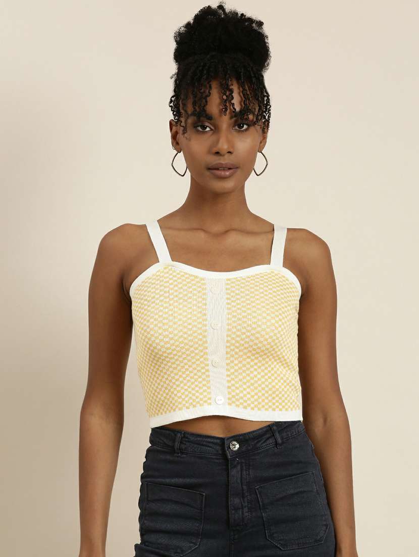 yellow acrylic camisole top