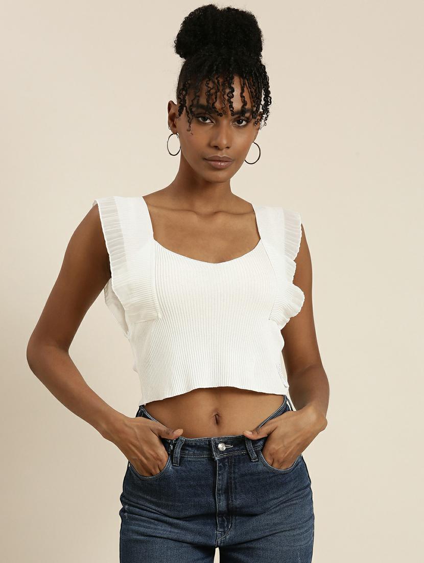 white acrylic crop top - 19948679 -  Zoom Image - 0